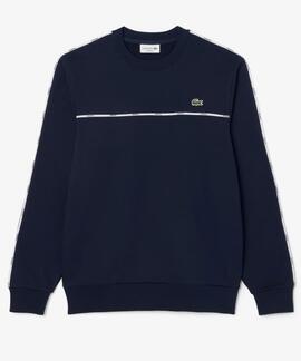 SUDADERA DE FELPA CON RIBETE DE LOGOTIPO AZUL MARINO