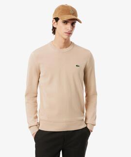JERSEY LACOSTE CUELLO REDONDO BEIGE