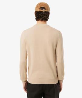 JERSEY LACOSTE CUELLO REDONDO BEIGE
