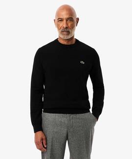 JERSEY LACOSTE CUELLO REDONDO NEGRO