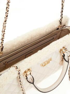 BOLSO AL HOMBRO CRISTI SATCHEL CREMA PESPUNTEADA