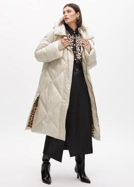 ANORAK PLUMAS CON CAPUCHA PIEDRA
