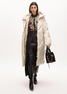 ANORAK PLUMAS CON CAPUCHA PIEDRA