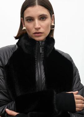 ABRIGO COMBINADO PLUMAS PELO NEGRO