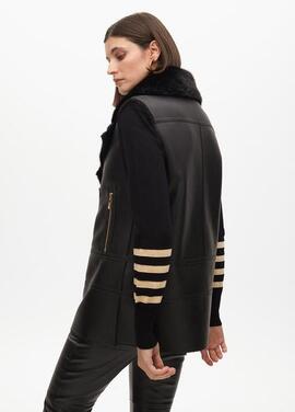 CHALECO DOBLE FAZ MIDI NEGRO