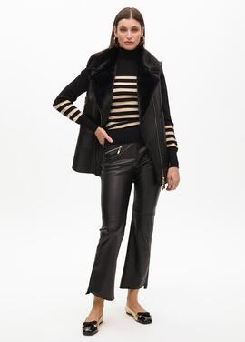 CHALECO DOBLE FAZ MIDI NEGRO