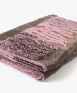 BUFANDA CUADROS GRIS Y ROSA CON LOGO GRANDE