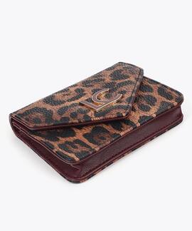 MONEDERO Y LLAVERO FORRADO LC ANIMAL PRINT MARRÓN-NEGRO