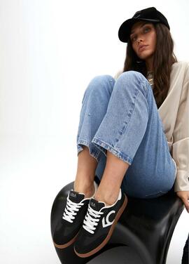 ZAPATILLAS DEPORTIVAS NYLON NEGRO CON DETALLES DE STRASS