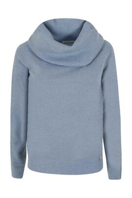 JERSEY DE MUJER CUELLO VUELTO AZUL