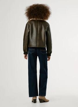 CAZADORA BOMBER EFECTO PIEL THEODORA 963 DARK GREY MARL