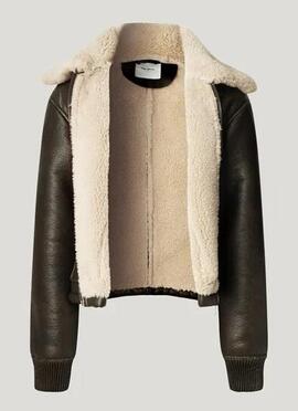 CAZADORA BOMBER EFECTO PIEL THEODORA 963 DARK GREY MARL