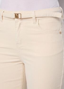 PANTALÓN DE PANA CROPPED CON CINTURÓN CRUDO