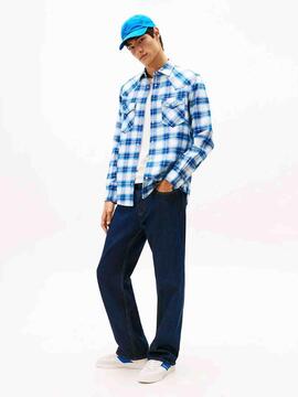 CAMISA DE FRANELA WESTERN REGULAR FIT TARTÁN AZUL