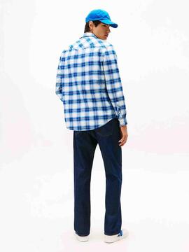 CAMISA DE FRANELA WESTERN REGULAR FIT TARTÁN AZUL