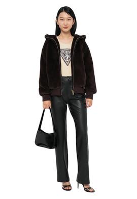CHAQUETA DE PIEL SINTÉTICA LUCREZIA COLD BREW MARRÓN