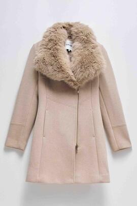 ABRIGO DE PAÑO GRACE SLIM FIT CON PELO CAMEL