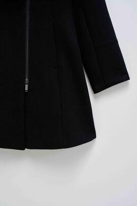 ABRIGO DE PAÑO GRACE SLIM FIT CON PELO NEGRO