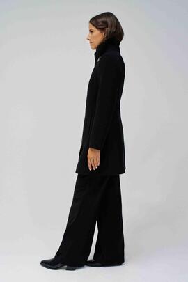 ABRIGO DE PAÑO GRACE SLIM FIT CON PELO NEGRO