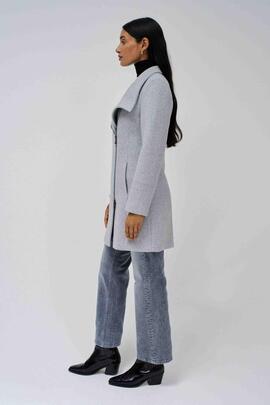 ABRIGO DE PAÑO GRACE SLIM FIT CON PELO GRIS