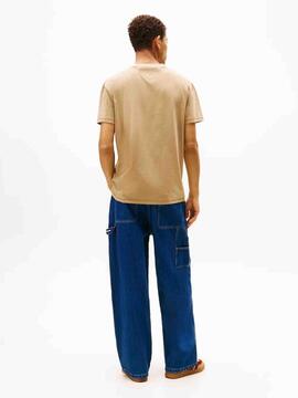CAMISETA REGULAR FIT CON LOGO BORDADO DARK DUNE CAMEL