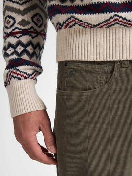 PANTALÓN DE PANA RUSSEL TAPERED FIT MOSSY STONE VERDE