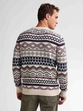 JERSEY JACQUARD FAIRISLE RAW SAND CRUDO