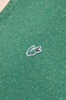 JERSEY DE LANA JASPEADA VERDE CON LOGO EN EL PECHO
