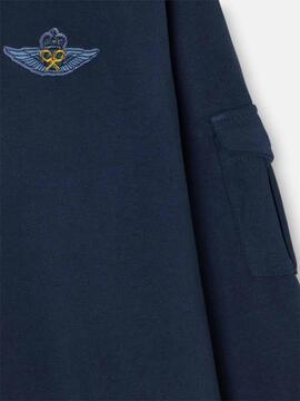 SUDADERA PARCHES MILITARY AZUL MARINO