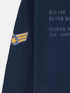 SUDADERA PARCHES MILITARY AZUL MARINO