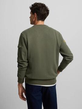 SUDADERA PARCHES MILITARY VERDE