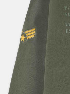 SUDADERA PARCHES MILITARY VERDE