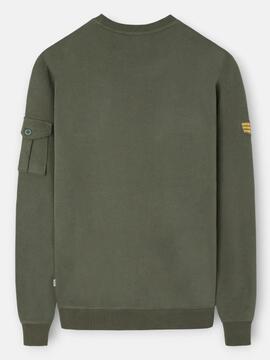 SUDADERA PARCHES MILITARY VERDE