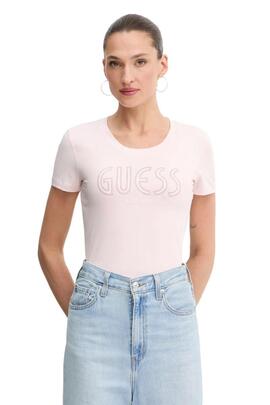 CAMISETA SLIM FIT CON LOGOTIPO DE PEDRERIA ROSA