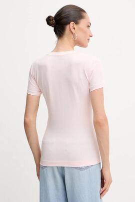 CAMISETA SLIM FIT CON LOGOTIPO DE PEDRERIA ROSA