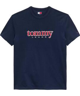 CAMISETA DE PUNTO REGULAR FIT AZUL MARINO CON LOGO BORDADO A