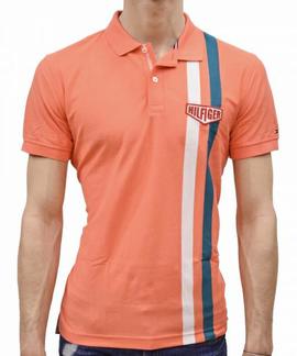 ENGINEERED STRIPE REGULAR FIT HOT CORAL