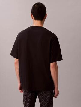 CAMISETA CK MONOLOGO TRICOLOR RELAXED FIT NEGRA