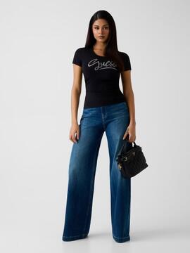CAMISETA SCRIPT TEE NEGRA CON LOGOTIPO EN RELIEVE EFECTO CRI