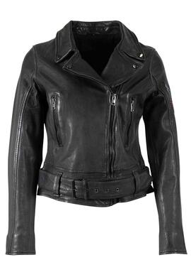 CAZADORA DE PIEL HEARTBEAT WOMEN BIKER ASYMMETRICAL BLACK NE