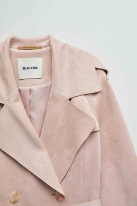 TRENCH COAT REGULAR FIT EN ANTE SINTÉTICO ROSA