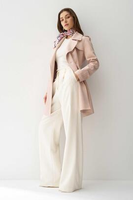TRENCH COAT REGULAR FIT EN ANTE SINTÉTICO ROSA