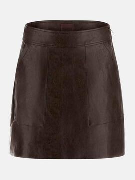 FALDA DE CUERO SINTÉTICO SAFFIANO MARRÓN