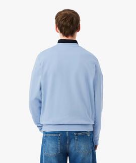 SUDADERA DE FELPA CON BLOQUES DE COLOR AZUL Y NEGRO