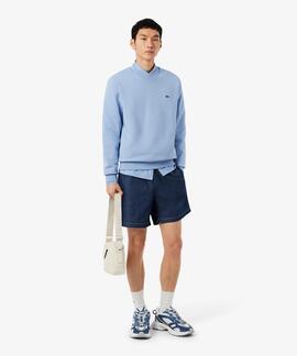 SUDADERA DE FELPA DE CORTE CLÁSICO AZUL CLARO