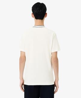 CAMISETA DE PIQUÉ ELÁSTICO REGULAR FIT CON CUELLO A RAYAS CO