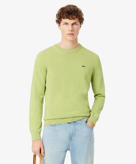 JERSEY LACOSTE CUELLO REDONDO VERDE
