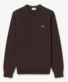 JERSEY LACOSTE CUELLO REDONDO MARRÓN