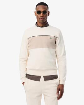 SUDADERA DE FELPA CON BLOQUES DE COLOR BEIGE Y CAMEL