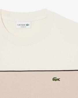 SUDADERA DE FELPA CON BLOQUES DE COLOR BEIGE Y CAMEL